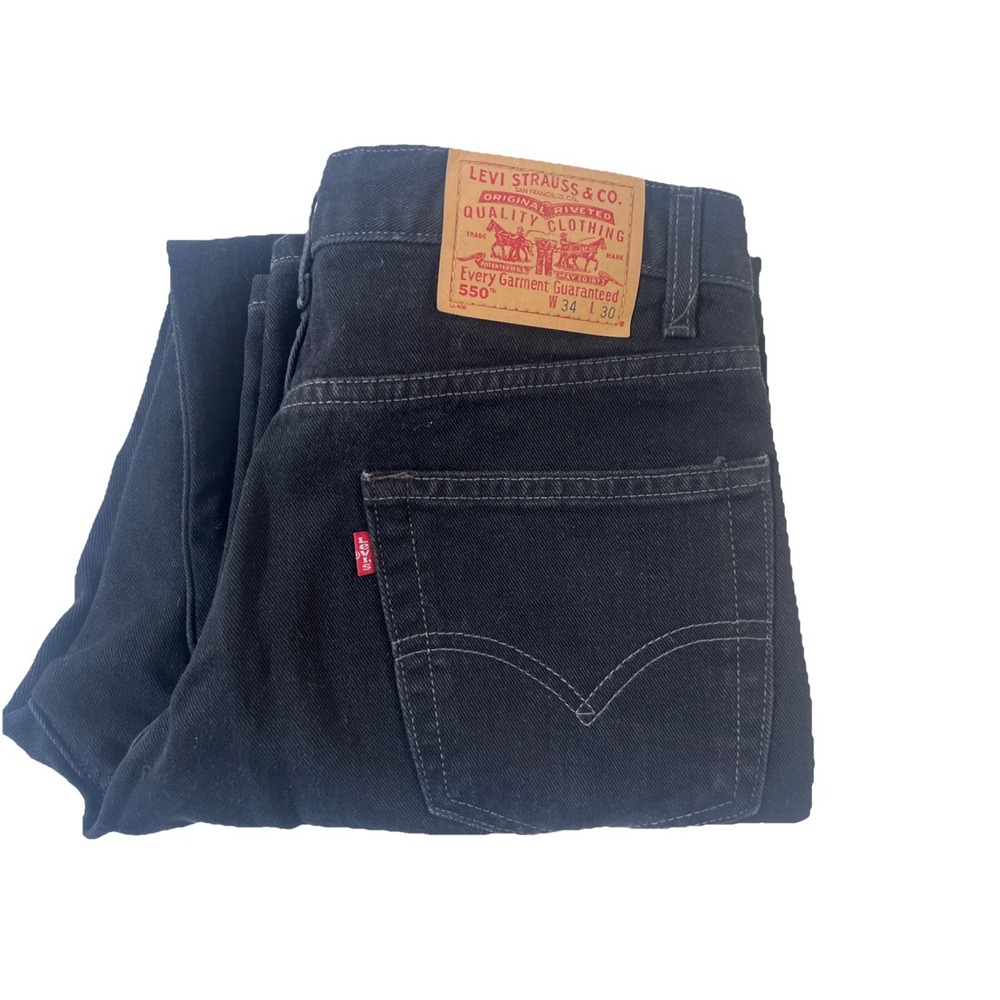 Vintage 2001 Levi's Jeans‎ 550 34x30 Relaxed Fit Tapered Leg Black Y2K EUC
